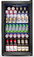 Beverage Refrigerator Cooler 126 Can Mini Fridge Glass Door for Drinks Soda Beer Wine Refrigerator wourant