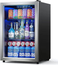 Beverage Refrigerator Cooler-120 Cans Freestanding Mini Fridge Cooler with Glass Door wourant