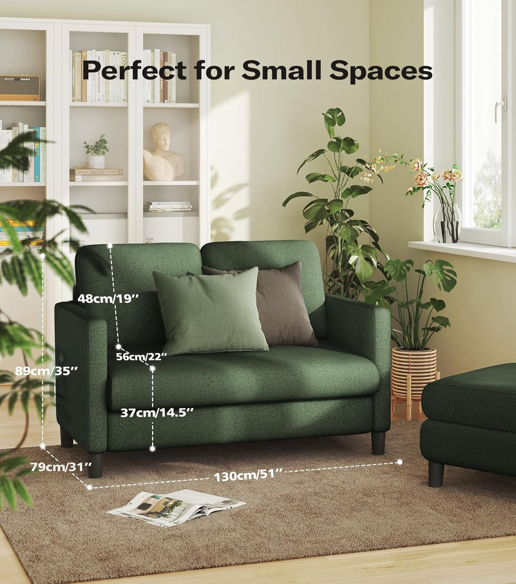 Loveseat Sofa 51" Love Seat Comfy Corduroy Small Loveseat Tool-Free Setup Couch wourant