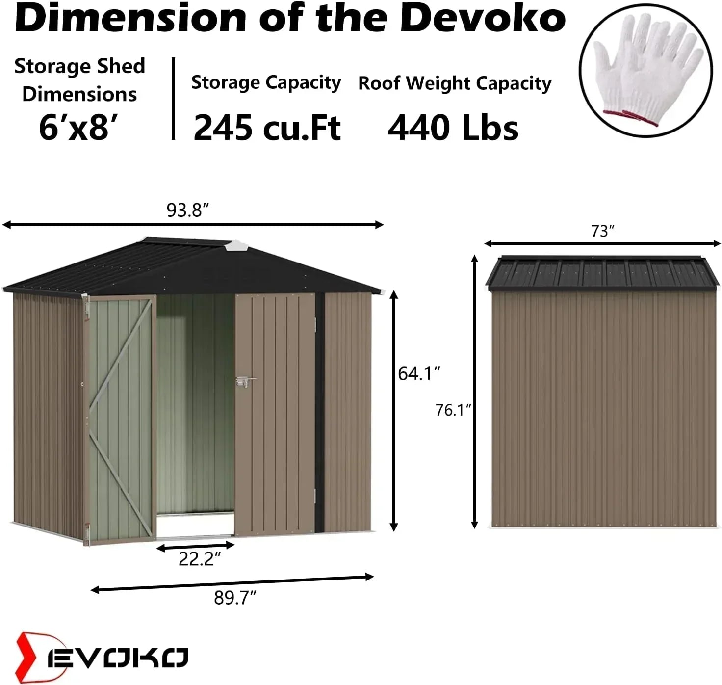 Devoko Outdoor Storage Shed Lockable Metal Garden Shed Steel Anti-Corrosion Storage House wourant