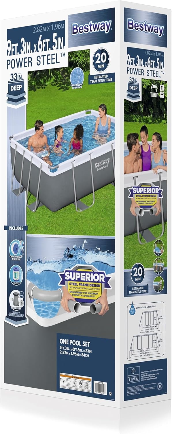 Power Steel 14' x 8'2" x 39.5" Oval Above Ground Pool Set Includes 530gal Filter Pump Ladder wourant