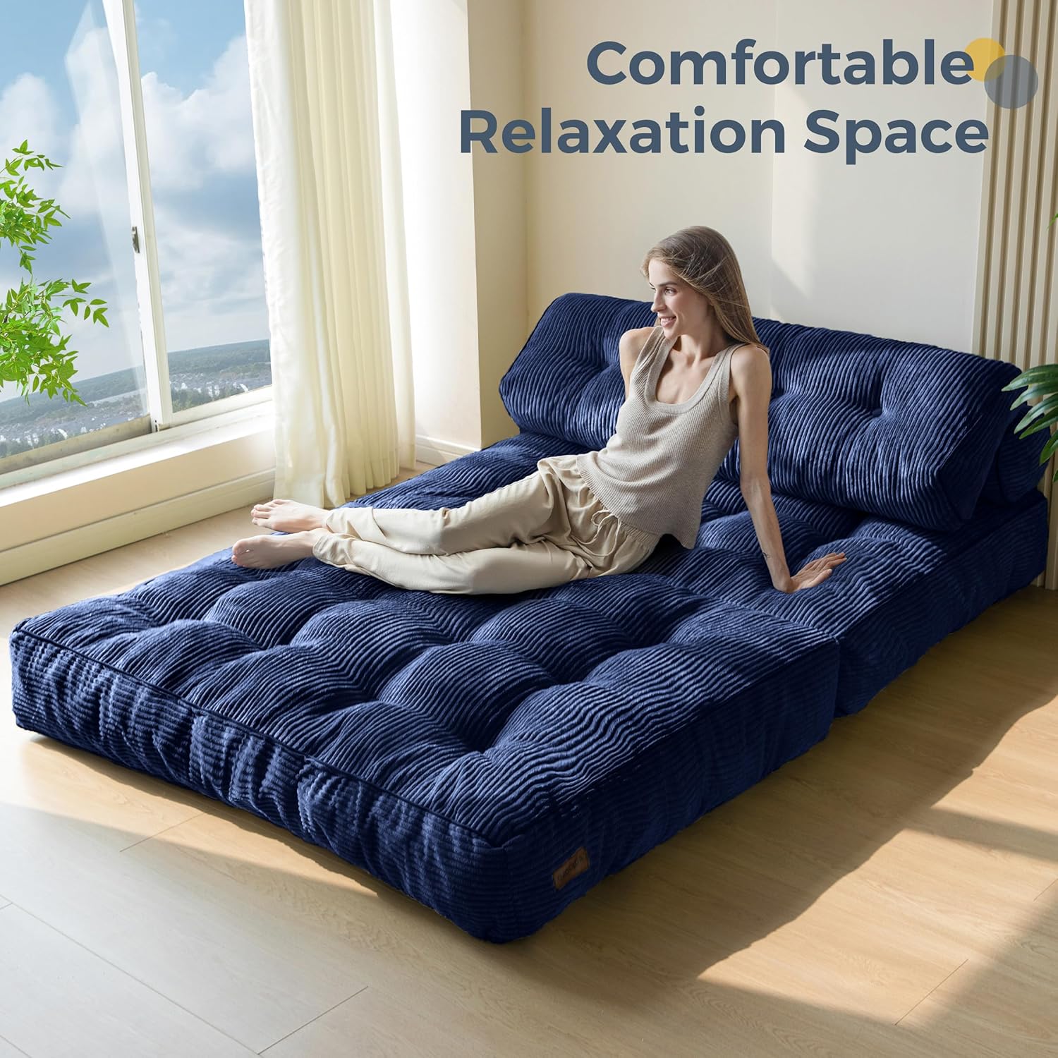 MAXYOYO Folding Sofa Bed Convertible Sleeper Chair with Pillow Foldable Mattress with Back Support wourant