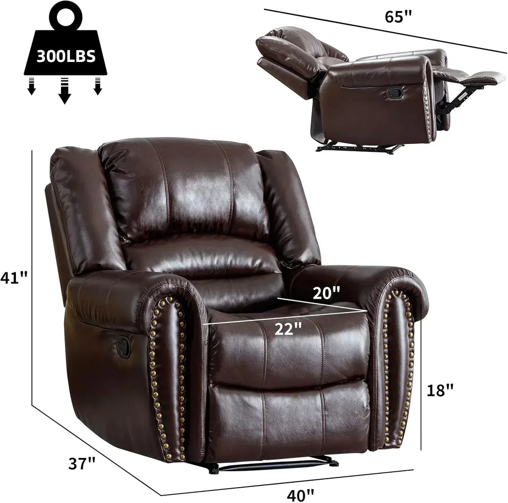 Leather recliner classic traditional manual recliner single sofa for living room wourant