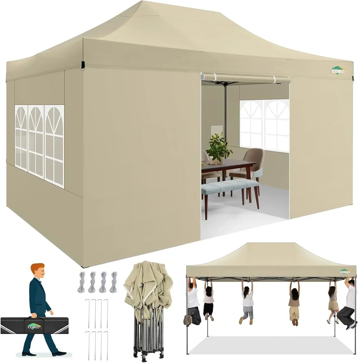 COBIZI 10x20 Heavy Duty Pop up Canopy Tent 6 sidewalls Commercial Canopy Wedding Party Tents wourant