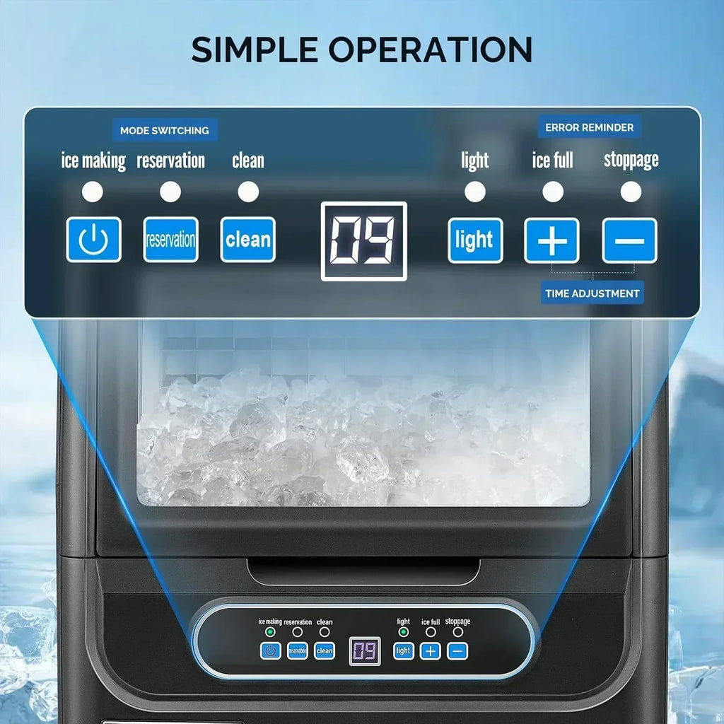VINGLI Commercial Ice Maker Machine 90lbs/24H Plastic Under Counter Ice Maker 11lbs Storage wourant