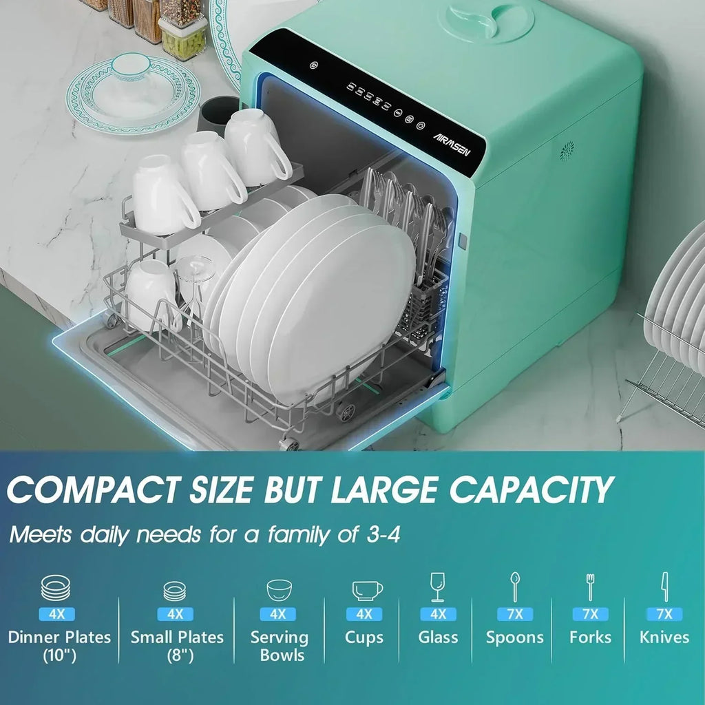 AIRMSEN portable tabletop dishwasher 5 washing programs mini dishwasher wourant