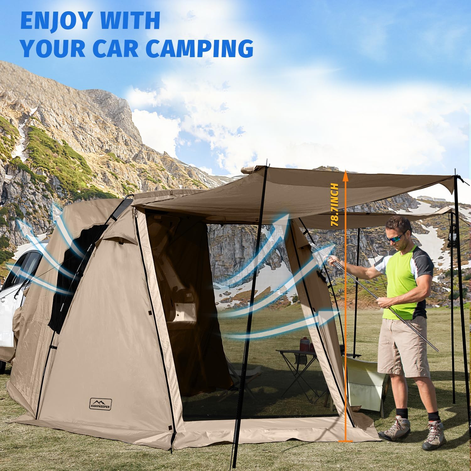 KAMPKEEPER SUV Car Tent Tailgate Shade Awning Tent for Camping Vehicle Camping Tents wourant