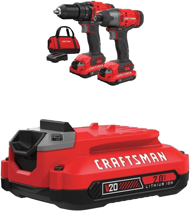V20 MAX Cordless Drill and Impact Driver, Power Tool Combo Kit with 2 Batteries and Charger (CMCK200C2AM) wourant