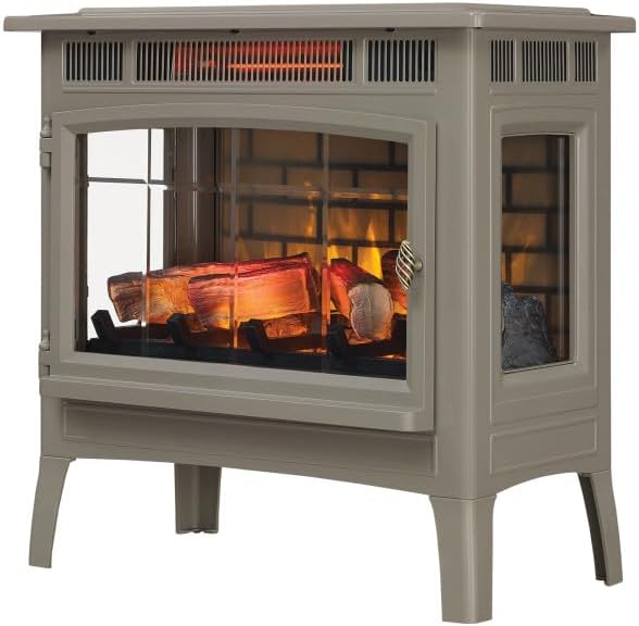 Freestanding Electric Fireplace Stove Heater with 3D Flame Effect for 1,000 Sq. Ft wourant