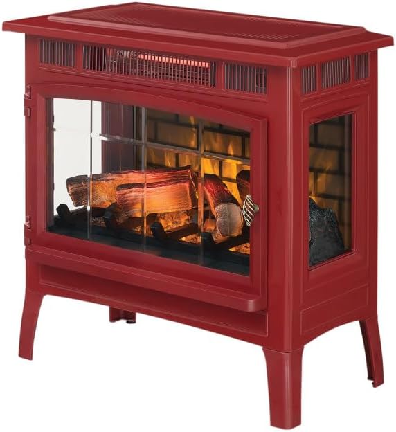 Freestanding Electric Fireplace Stove Heater with 3D Flame Effect for 1000 Sq. Ft wourant