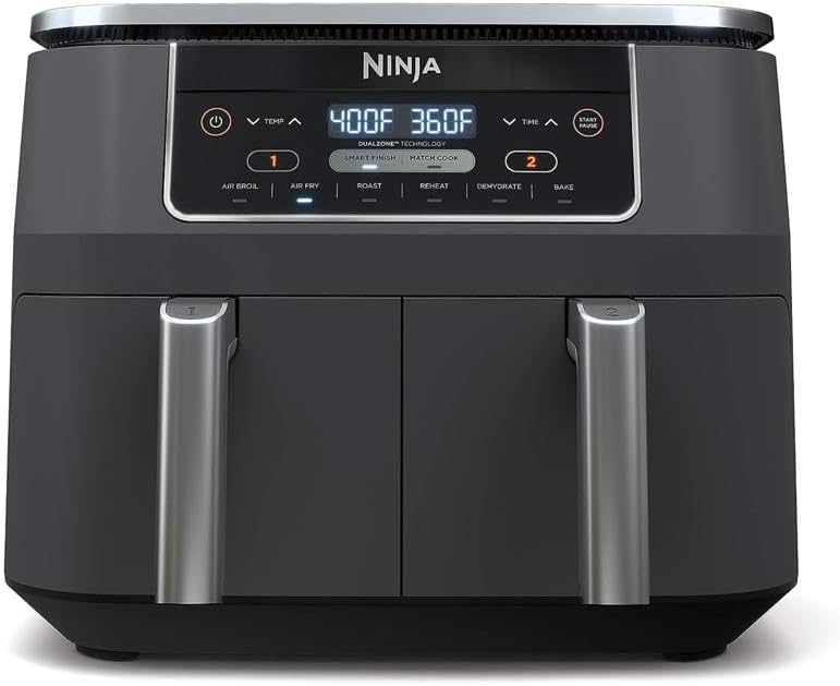 Ninja Foodi 10QT 6-in-1 DualZone Smart XL Air Fryer, 2 Independent 5QT Baskets, Smart Cook Thermometer, Match Cook, Smart Finish, Air Fry, Roast, Bake, Dehydrate, Reheat, Grey, DZ550 wourant