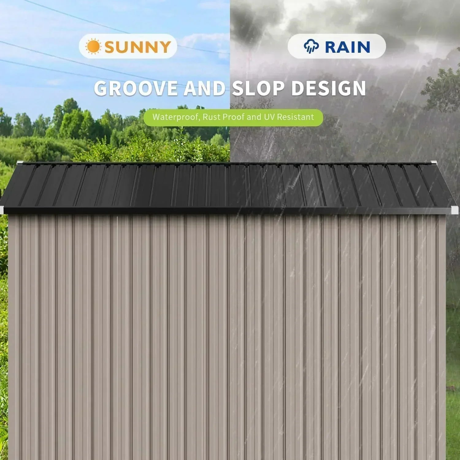 Aoxun 6.2x4 FT Shed Outdoor Storage Shed Metal Garden Shed Sloping Roof Tool Shed Bike Shed wourant