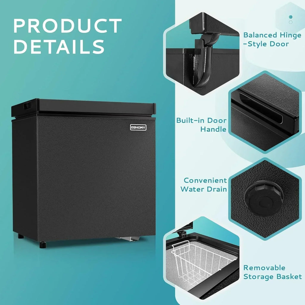 EUHOMY 3.5 Cu.Ft Chest Freezer with Removable Basket Small Deep Freezer Adjustable 7 Thermostat wourant