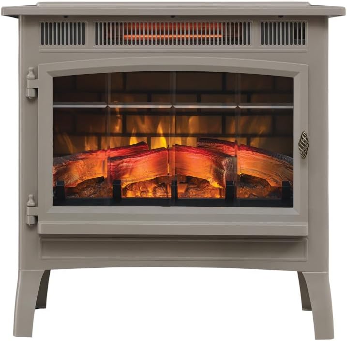 Freestanding Electric Fireplace Stove Heater with 3D Flame Effect for 1,000 Sq. Ft wourant