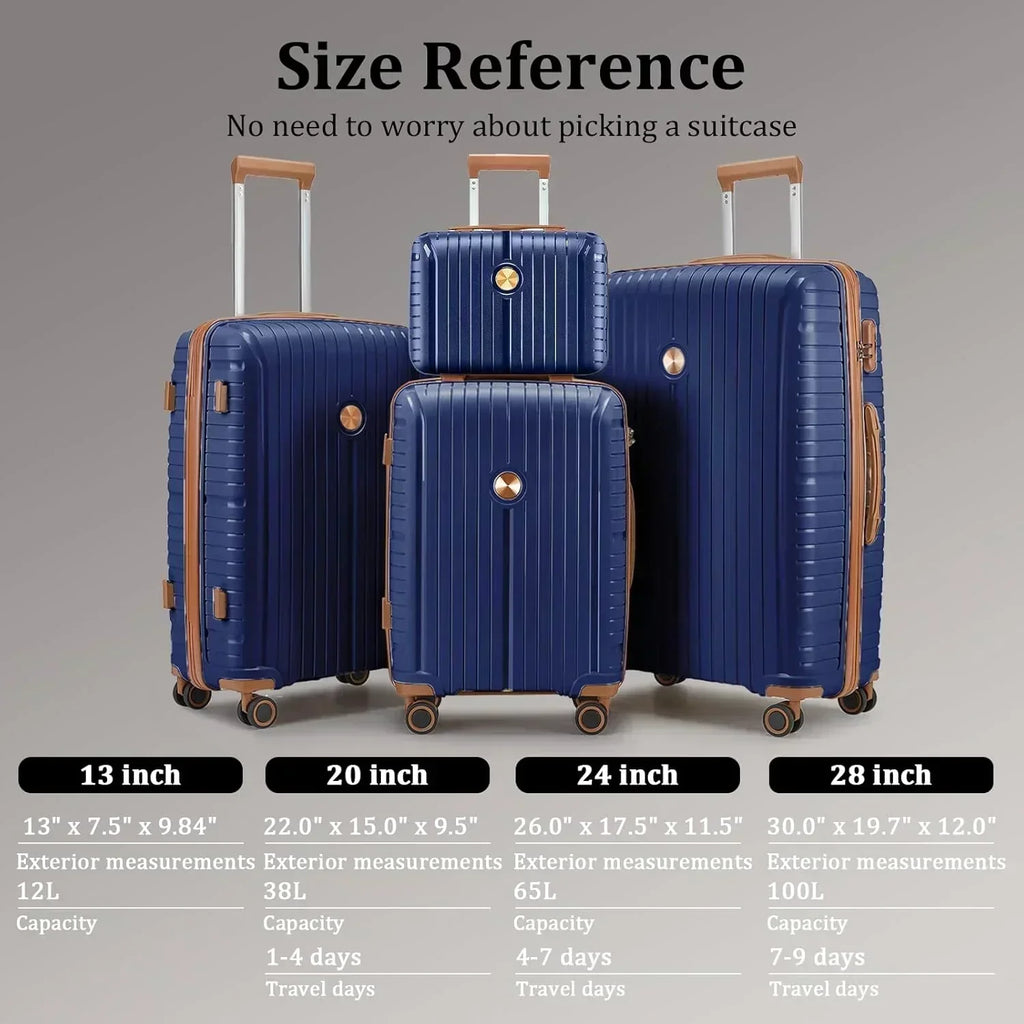 5-piece PP hardshell lightweight travel carry-on luggage set with dual spinner wheels wourant