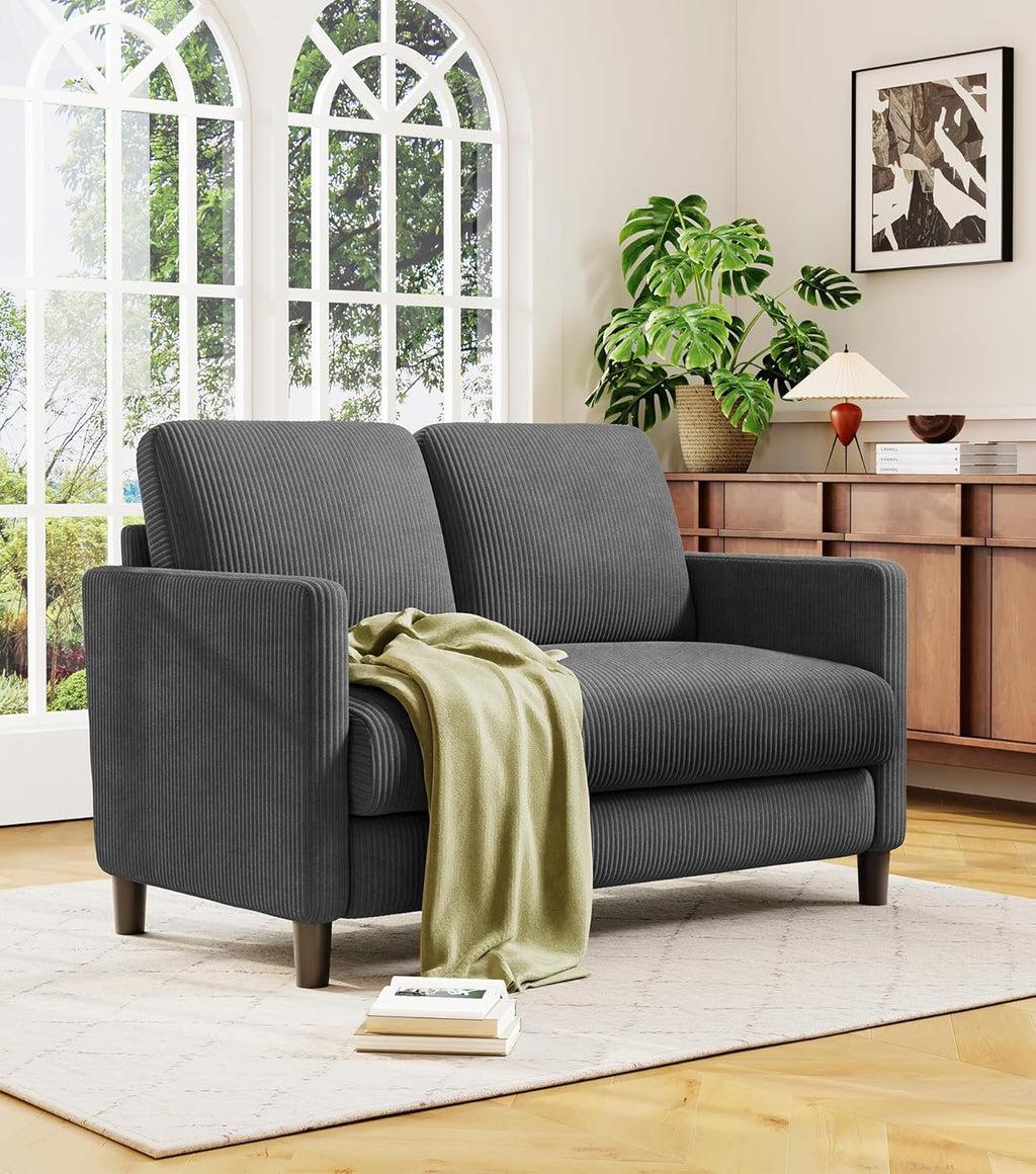 Loveseat Sofa 51" Love Seat Comfy Corduroy Small Loveseat Tool-Free Setup Couch wourant