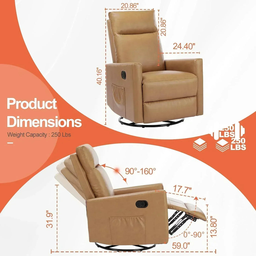 Sweet and crisp rocking chair 360 degree rotating recliner with sliding function wourant