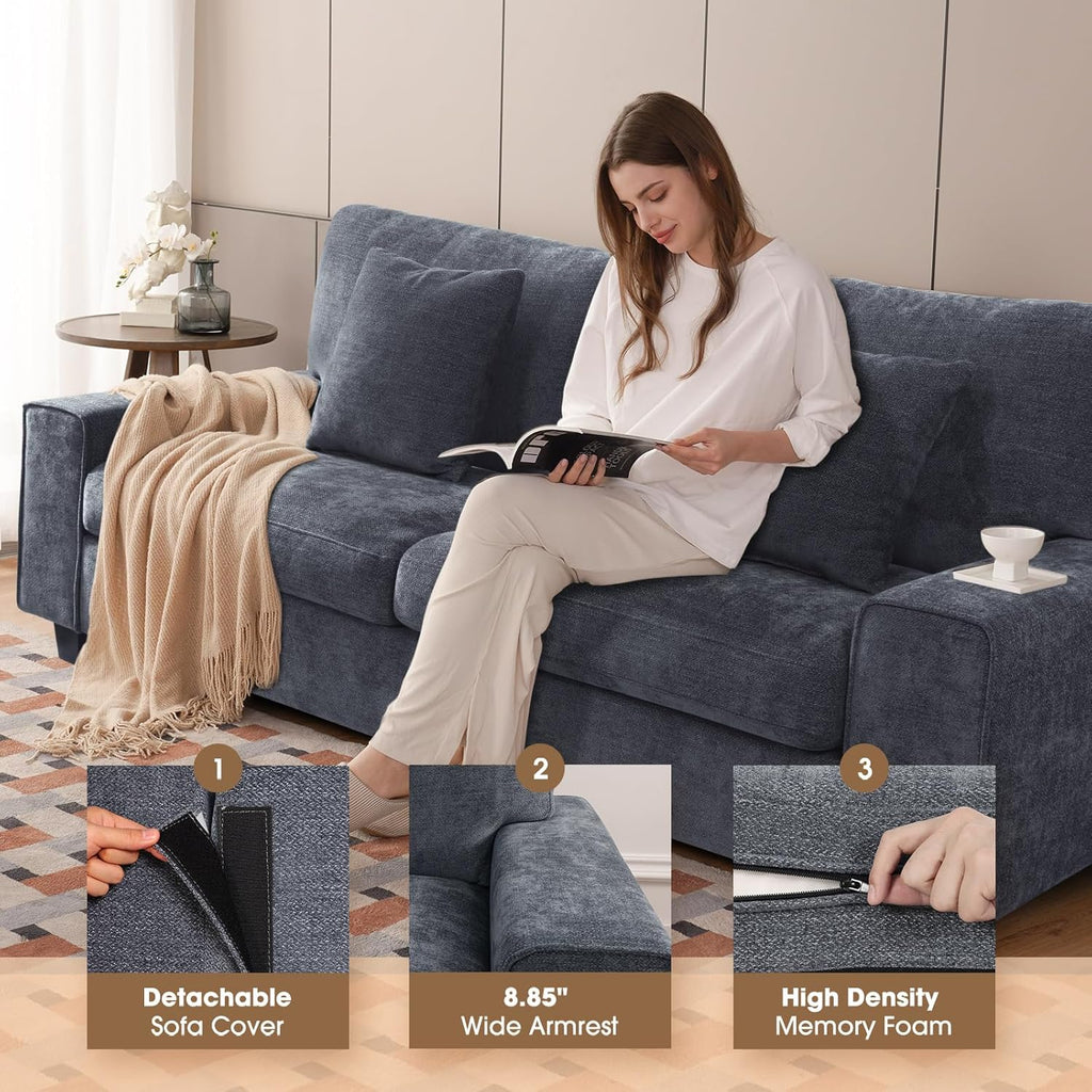 DOPEDIO living room double sofa chenille lounge chair removable solid wood frame wourant