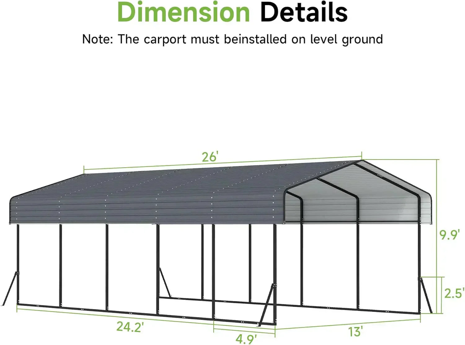 10'x15' Heavy Duty Metal Carport Outdoor Garage Car Shelter Shade with Heavier Frame wourant
