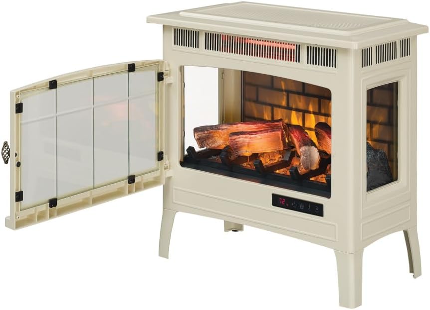 Freestanding Electric Fireplace Stove Heater with 3D Flame Effect for 1,000 Sq. Ft wourant