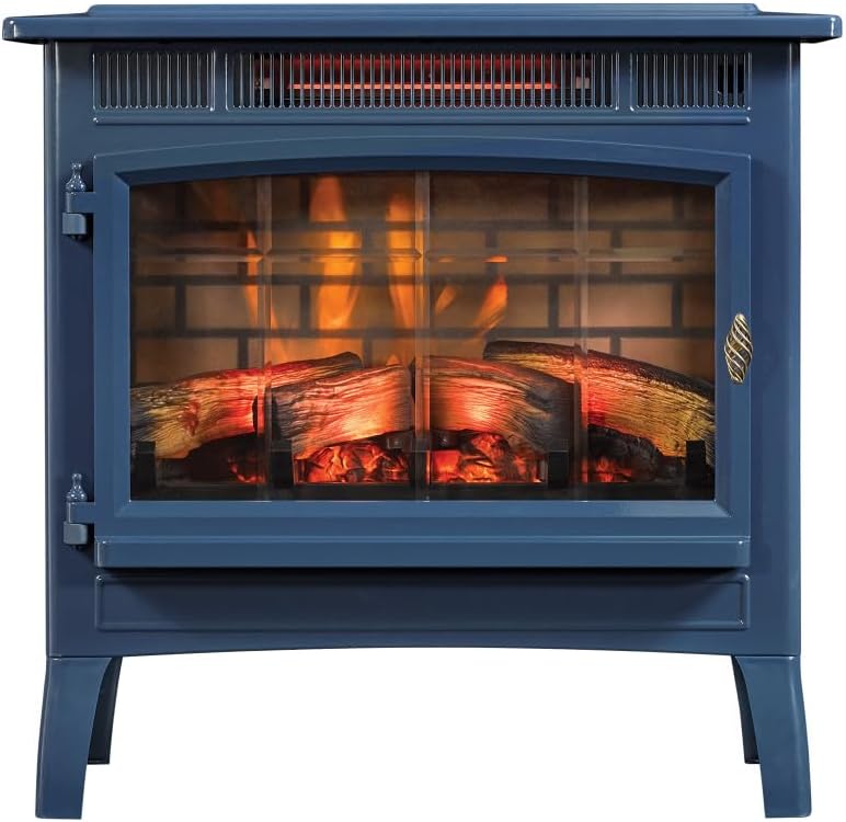 Freestanding Electric Fireplace Stove Heater with 3D Flame Effect for 1,000 Sq. Ft wourant