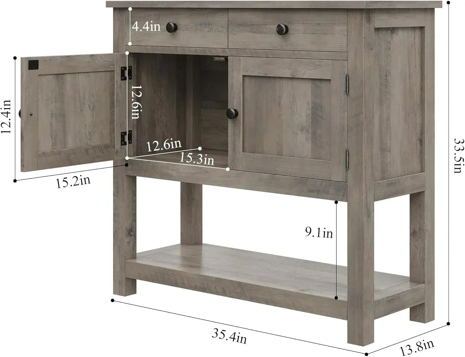 Farmhouse style console table coffee bar entry table with storage rack sofa table wourant