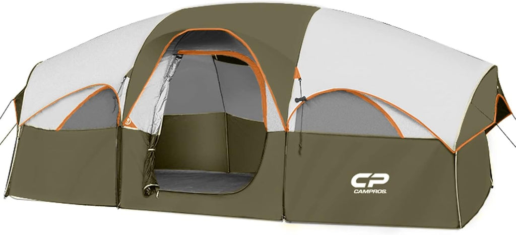 CAMPROS CP Tent 8 Person Camping Tents, Weather Resistant Family Tent, 5 Large Mesh Windows, Double Layer, Divided Curtain for Separated Room, Portable with Carry Bag wourant