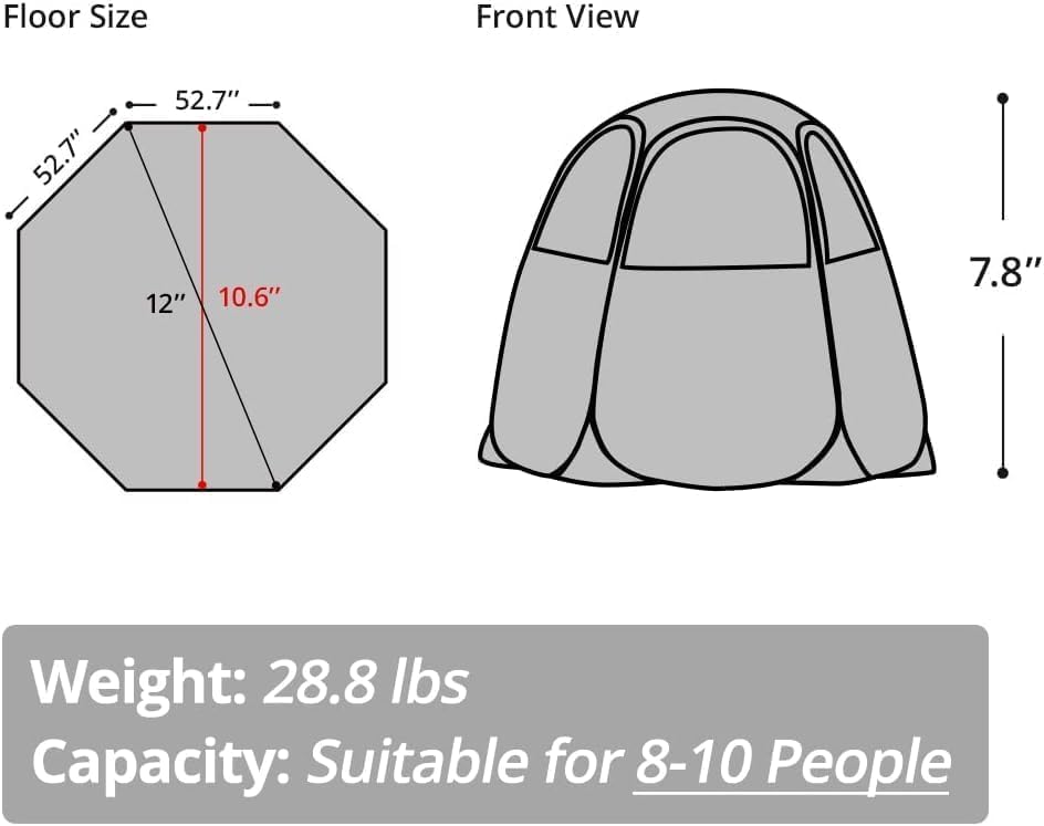 Alvantor Screen House Gazebo, 6-10-15 Person Pop Up Igloo Screened Canopy Tent with Mosquito Netting Sides, Instant UV Resistant Sun Shelter for Garden, Patio, Backyard wourant