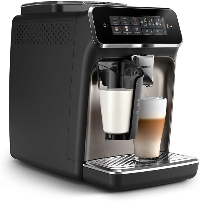 Philips Series 3300 Fully Automatic Espresso Coffee Machine - 6 Hot & Iced Drinks, LatteGo Milk System, 40% Quieter SilentBrew, Ceramic Grinder, Aquaclean Filter, Glossy Black (EP3341/50) wourant