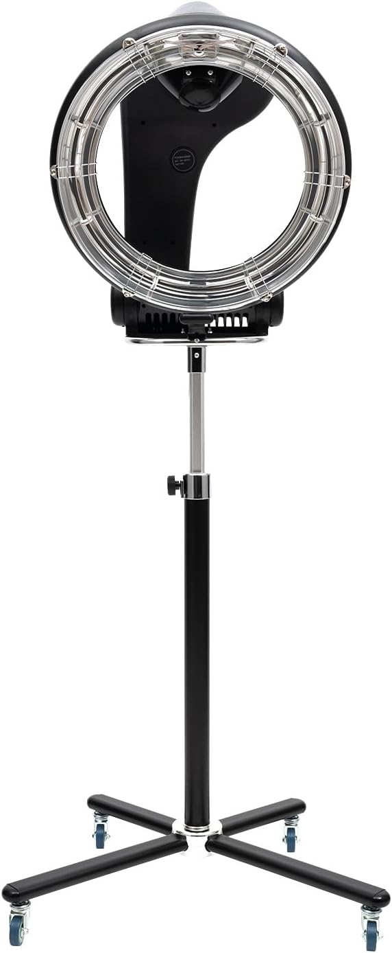 Hair Dryer, 1200W Hair Salon Color Processor Dryer with Infrared Technology, 6 Modes, 360 Efficient Heating, Adjustable Height, Rolling Base for Salon & Home Use, Quiet Care, Black wourant