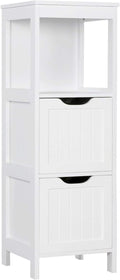Yaheetech Bathroom Floor Cabinet, Wooden Storage Cabinet with 2 Drawers, Multifunctional Side Organizer Rack Stand Table, White wourant