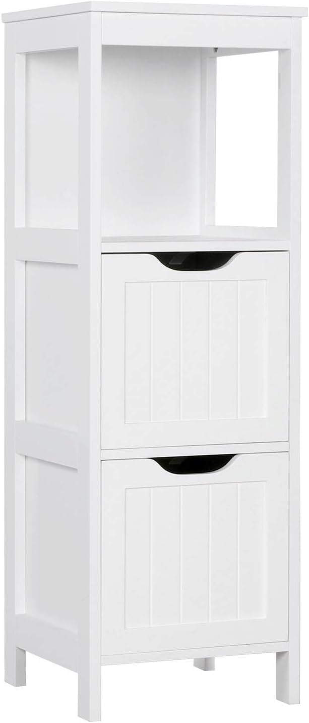 Bathroom Floor Cabinet, Wooden Storage Cabinet with 2 Drawers, Multifunctional Side Organizer Rack Stand Table wourant