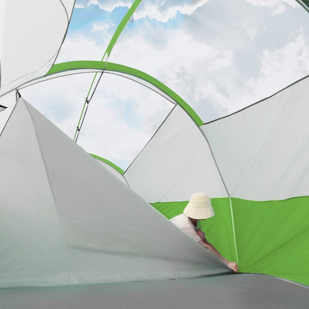 CAMPROS CP Tent 8 Person Camping Tents, Weather Resistant Family Tent, 5 Large Mesh Windows, Double Layer, Divided Curtain for Separated Room, Portable with Carry Bag wourant