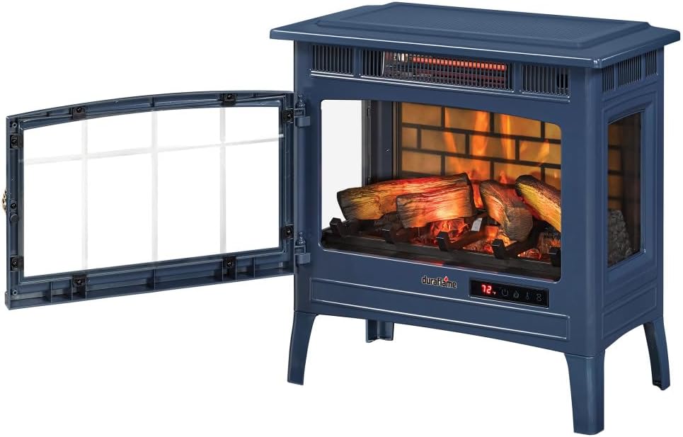 Freestanding Electric Fireplace Stove Heater with 3D Flame Effect for 1,000 Sq. Ft wourant