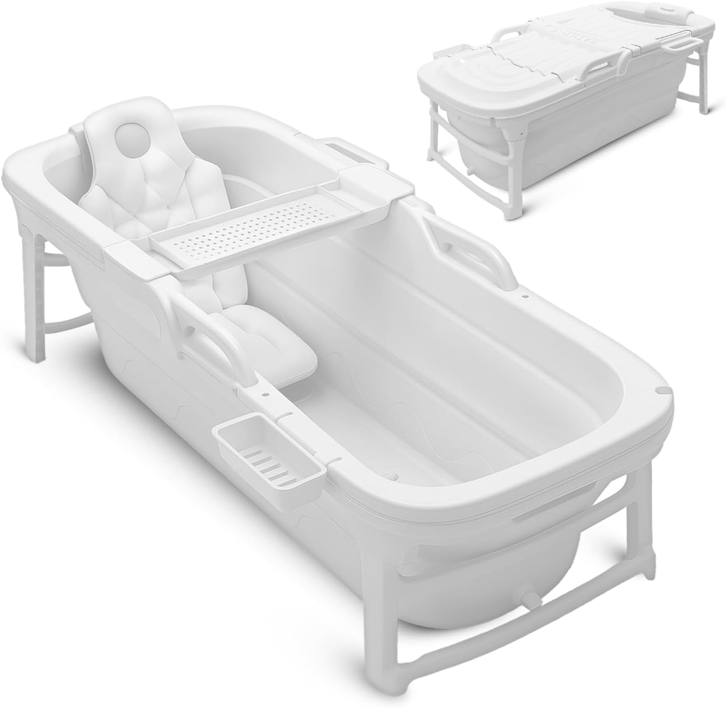 Serenelife 59 inch Portable Bathtub for Adults Large Foldable Ice Bath Tub Hot Spa Soaking Tub wourant