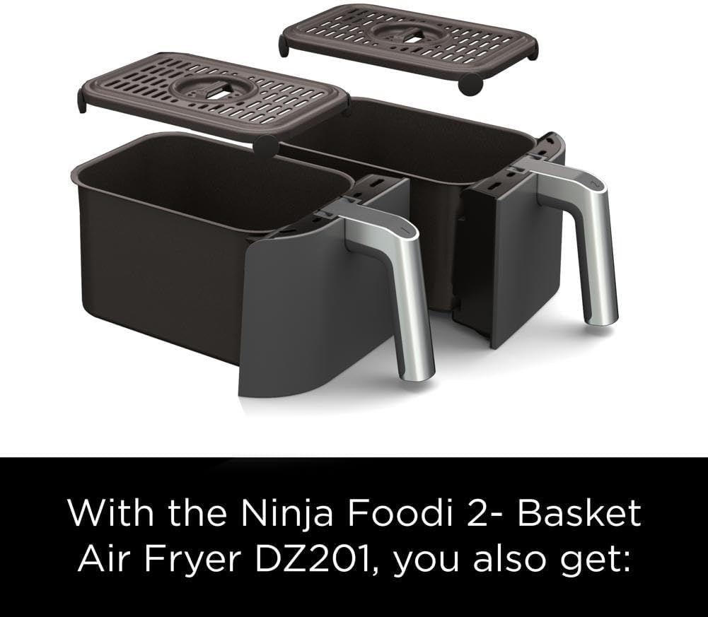 Ninja Foodi 10QT 6-in-1 DualZone Smart XL Air Fryer, 2 Independent 5QT Baskets, Smart Cook Thermometer, Match Cook, Smart Finish, Air Fry, Roast, Bake, Dehydrate, Reheat, Grey, DZ550 wourant