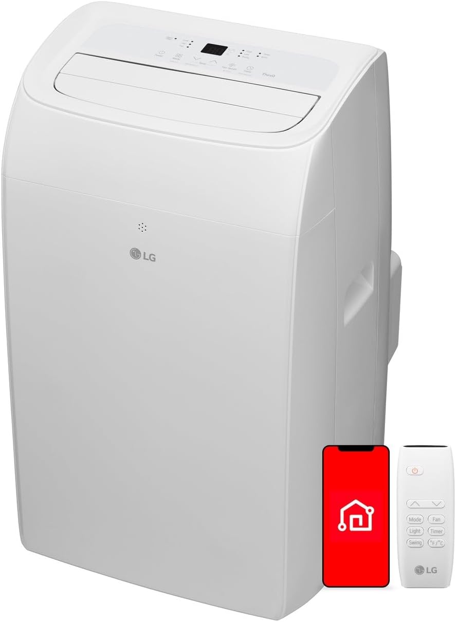 LG 8,350 BTU (DOE) / 12,000 BTU (ASHRAE) Smart Portable Air Conditioner, Cools 350 Sq.Ft. (14' x 25' room size),Smartphone & Voice Control works with LG ThinQ, Amazon Alexa and Hey Google, 115V woonhhop