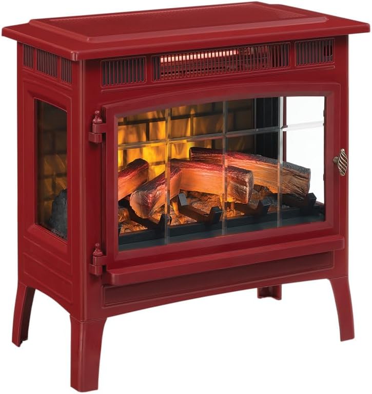 Freestanding Electric Fireplace Stove Heater with 3D Flame Effect for 1,000 Sq. Ft wourant
