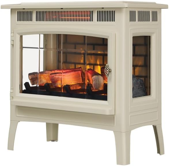 Freestanding Electric Fireplace Stove Heater with 3D Flame Effect for 1,000 Sq. Ft wourant