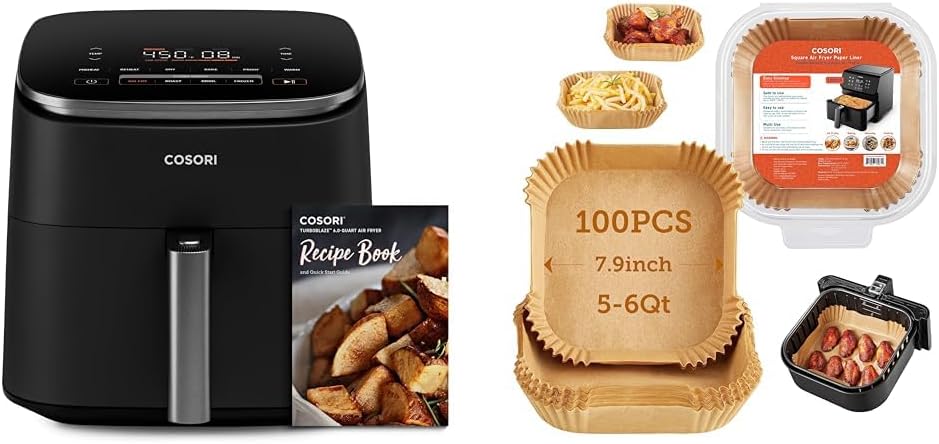 COSORI Air Fryer 9-in-1 Compact & Large 6-Qt Fast Turbo Modes Precise Heat for Even Results wourant