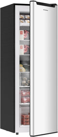 BANGSON Upright Freezer, 7.0 Cu.ft Stand Up Freezer, Convertible Upright Freezer/Refrigerator, Single Door for Kitchen,Garage, Office, Apartment, Silver wourant