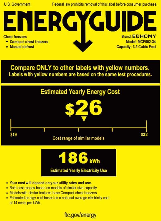 EUHOMY 3.5 Cu.Ft Chest Freezer with Wheels, Small Deep Freezer Adjustable 7 Thermostat wourant