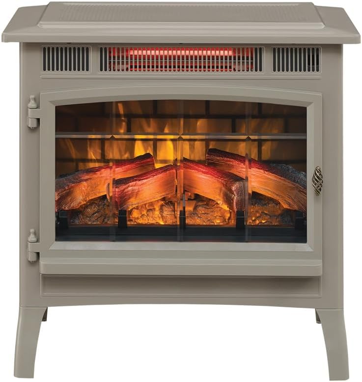 Freestanding Electric Fireplace Stove Heater with 3D Flame Effect for 1,000 Sq. Ft wourant