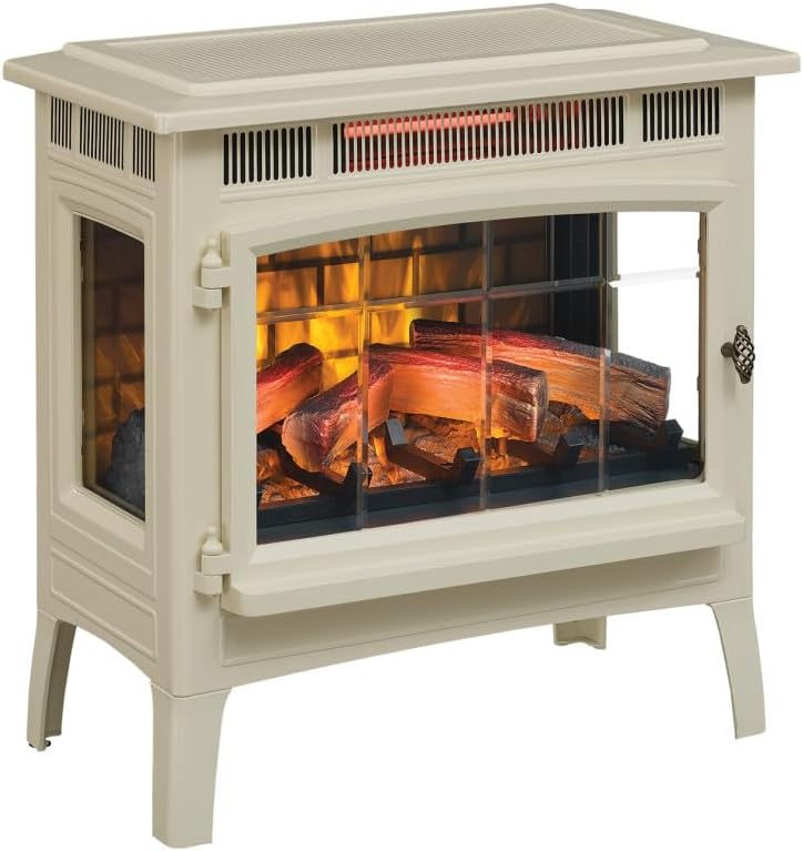 Freestanding Electric Fireplace Stove Heater with 3D Flame Effect for 1,000 Sq. Ft wourant