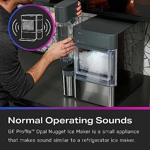 GE Profile Opal 2.0 XL with 1 Gallon Tank, Chewable Crunchable Countertop Nugget Ice Maker, Scoop included, 38 lbs in 24 hours, Pellet Ice Machine with WiFi & Smart Connected, Stainless Steel wourant