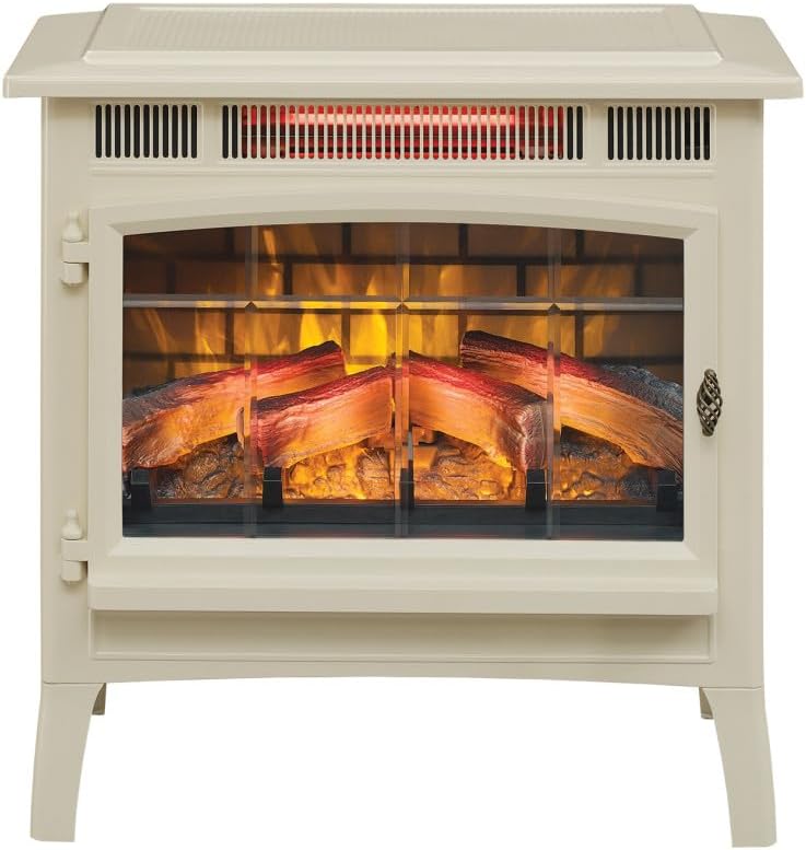 Freestanding Electric Fireplace Stove Heater with 3D Flame Effect for 1,000 Sq. Ft wourant