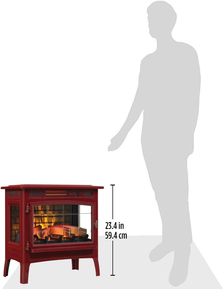 Freestanding Electric Fireplace Stove Heater with 3D Flame Effect for 1,000 Sq. Ft wourant