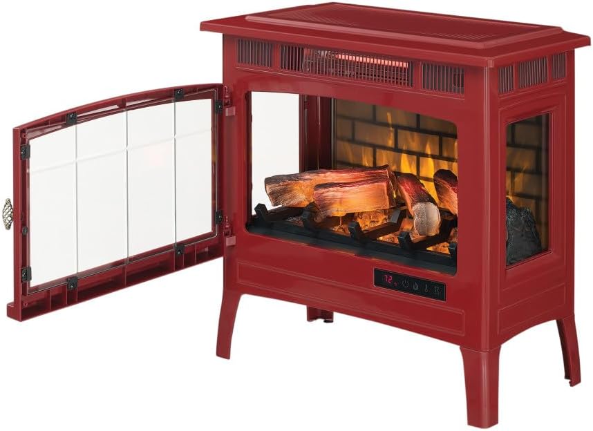 Freestanding Electric Fireplace Stove Heater with 3D Flame Effect for 1,000 Sq. Ft wourant