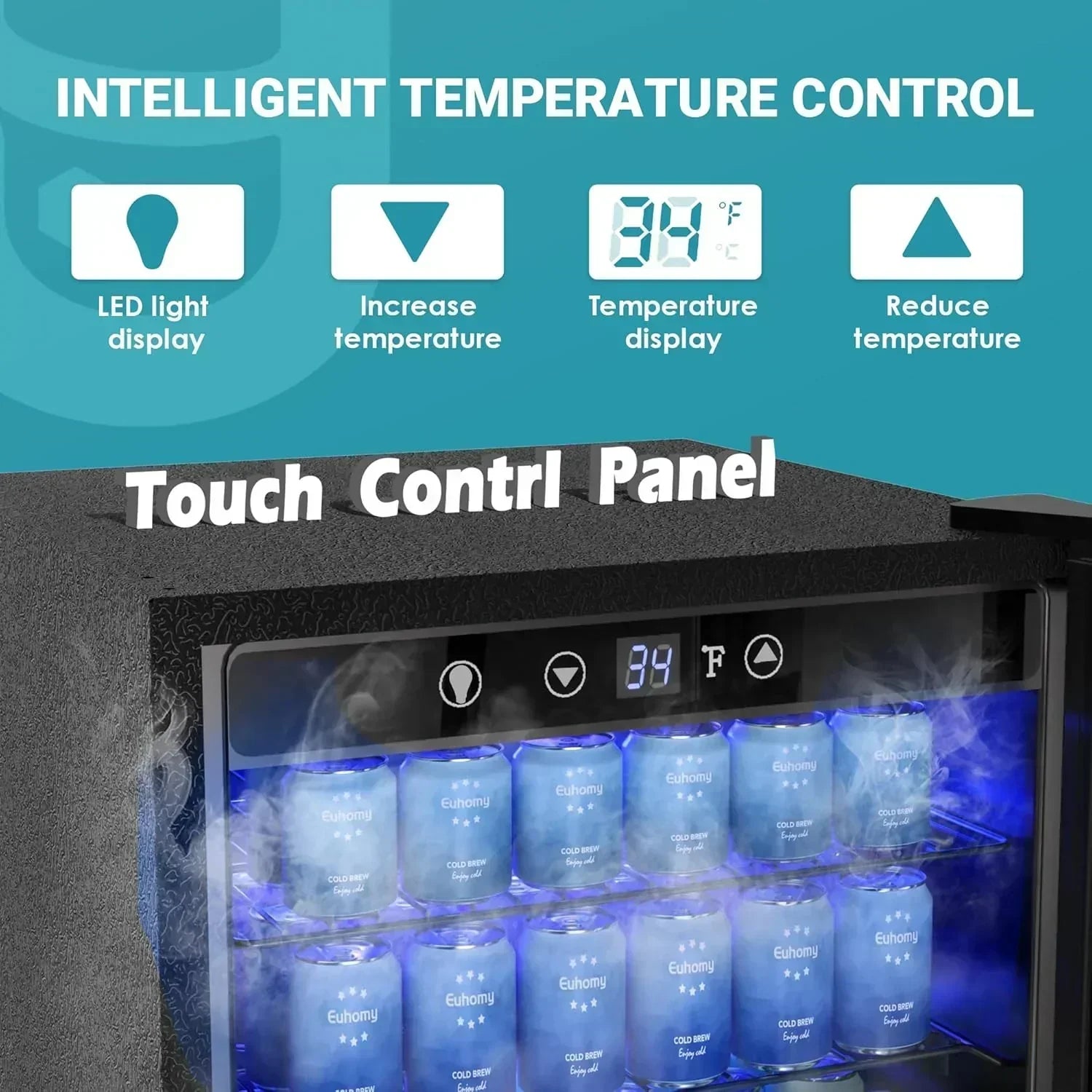 EUHOMY Beverage Refrigerator Cooler 130 Can Mini Fridge with Glass Door Beverage Cooler wourant