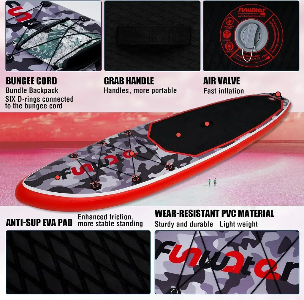 FunWater Inflatable Stand Up Paddle Board Premium SUP Paddle Accessories EVA Deck wourant